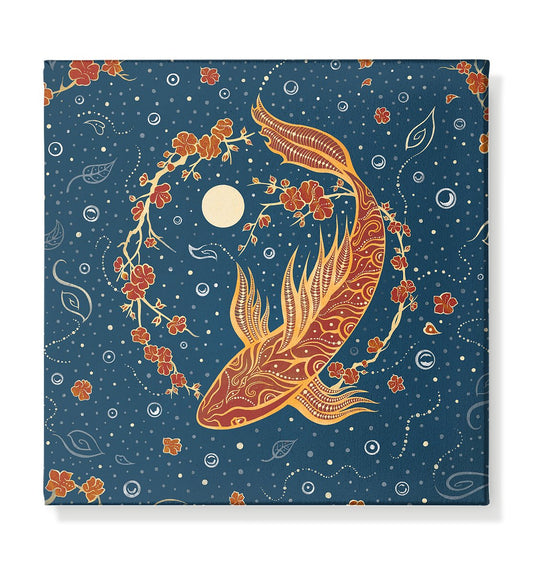Koi Fisch Yin Yang | Kunstdruck auf Leinwand - Deivi