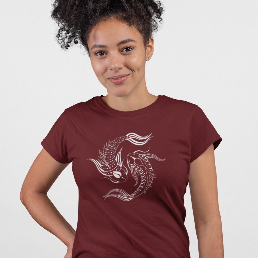 Koi Fisch Yin & Yang | Organisches T - Shirt | Damen - Deivi