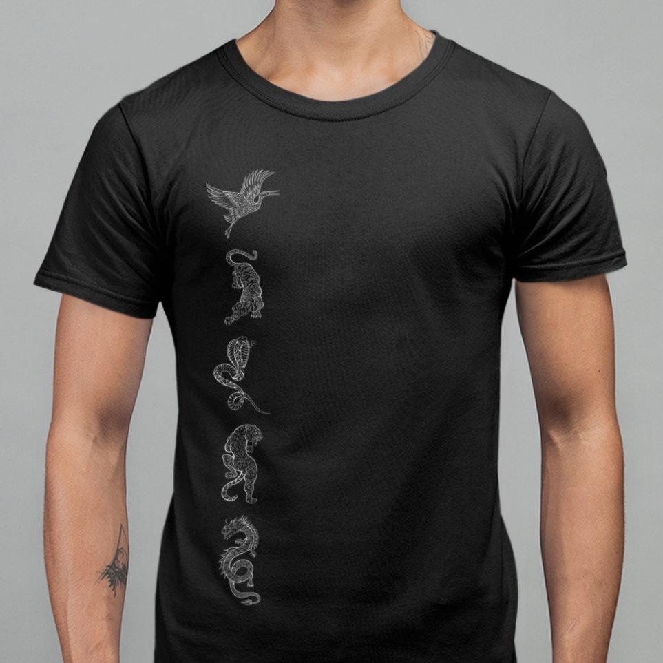 Die fünf Shaolin Tiere | Organisches T-Shirt - Deivi