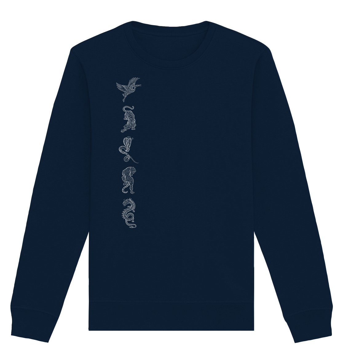 Die fünf Shaolin Tiere | Organisches Unisex Sweatshirt - Deivi
